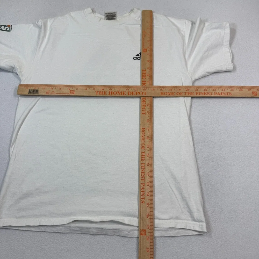 Vtg Adidas Shirt Men M White Big Logo Dick's Sporting‎ Goods Pullover Y2K